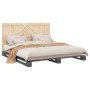 Gray pine wood bed frame with headboard 200x200cm by vidaXL, Beds and slatted bases - Ref: Foro24-3281567, Price: 252,22 €, D...