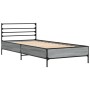 Estructura cama madera ingeniería metal gris Sonoma 90x200 cm de vidaXL, Camas y somieres - Ref: Foro24-845585, Precio: 100,8...