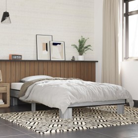 Sonoma gray metal engineered wood bed frame 90x200 cm by vidaXL, Beds and slatted bases - Ref: Foro24-845875, Price: 88,99 €,...