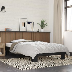 Black engineered wood and metal bed frame 90x190 cm by vidaXL, Beds and slatted bases - Ref: Foro24-845882, Price: 86,99 €, D...