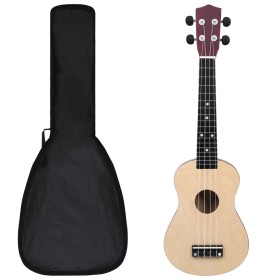 Juego de ukelele soprano para niños con funda madera clara 23" de vidaXL, Instrumentos de cuerda - Ref: Foro24-70151, Precio:...