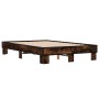 Estructura cama madera ingeniería metal roble ahumado 135x190cm de vidaXL, Camas y somieres - Ref: Foro24-845894, Precio: 104...