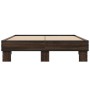 Estructura cama madera ingeniería metal marrón roble 135x190 cm de vidaXL, Camas y somieres - Ref: Foro24-845896, Precio: 107...