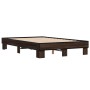 Estructura cama madera ingeniería metal marrón roble 135x190 cm de vidaXL, Camas y somieres - Ref: Foro24-845896, Precio: 107...