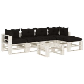 Set Palettenmöbel für den Garten 6 Stück Holzkissen schwarz von vidaXL, Gartensets - Ref: Foro24-3052366, Preis: 533,99 €, Ra...