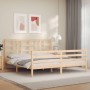 Double bed frame with solid wood headboard by vidaXL, Beds and slatted bases - Ref: Foro24-3193936, Price: 142,99 €, Discount: %