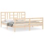 Double bed frame with solid wood headboard by vidaXL, Beds and slatted bases - Ref: Foro24-3193936, Price: 142,99 €, Discount: %