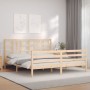 Double bed frame with solid wood headboard by vidaXL, Beds and slatted bases - Ref: Foro24-3193936, Price: 142,99 €, Discount: %