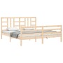 Double bed frame with solid wood headboard by vidaXL, Beds and slatted bases - Ref: Foro24-3193936, Price: 142,99 €, Discount: %