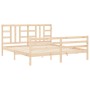 Double bed frame with solid wood headboard by vidaXL, Beds and slatted bases - Ref: Foro24-3193936, Price: 142,99 €, Discount: %