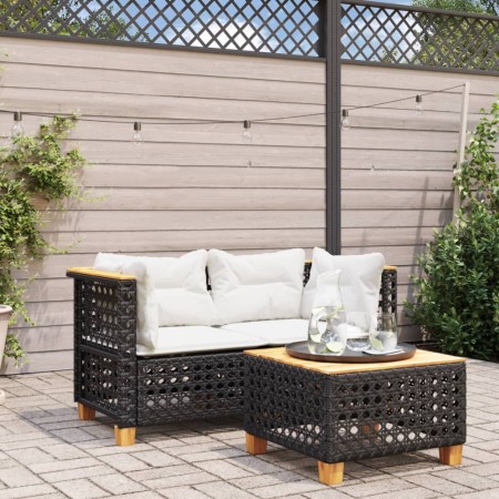 Garten-Ecksofas mit Kissen, 2 Stück, schwarzes synthetisches Rattan von vidaXL, Outdoor-Sofas - Ref: Foro24-365935, Preis: 18...