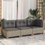 3-Sitzer-Gartensofa mit grauen synthetischen Rattankissen von vidaXL, Outdoor-Sofas - Ref: Foro24-365921, Preis: 218,79 €, Ra...