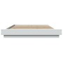 White engineered wood bed frame with LED 135x190 cm by vidaXL, Beds and slatted bases - Ref: Foro24-3281133, Price: 177,42 €,...