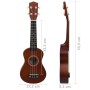 Soprano ukulele set for children with dark wood 21" case by vidaXL, String instruments - Ref: Foro24-70145, Price: 35,21 €, D...