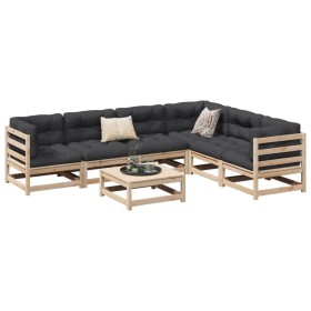 7-teiliges Gartensofa-Set mit Kissen aus massivem Kiefernholz von vidaXL, Gartensets - Ref: Foro24-3299467, Preis: 614,34 €, ...