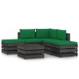 Garden furniture 6 pieces with gray impregnated wood cushions by vidaXL, Garden sets - Ref: Foro24-3068269, Price: 485,10 €, ...