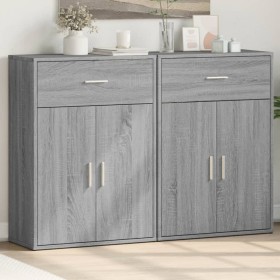 Aparadores 2 uds madera de ingeniería gris Sonoma 60x30x84 cm de vidaXL, Aparadores - Ref: Foro24-3276600, Precio: 141,99 €, ...