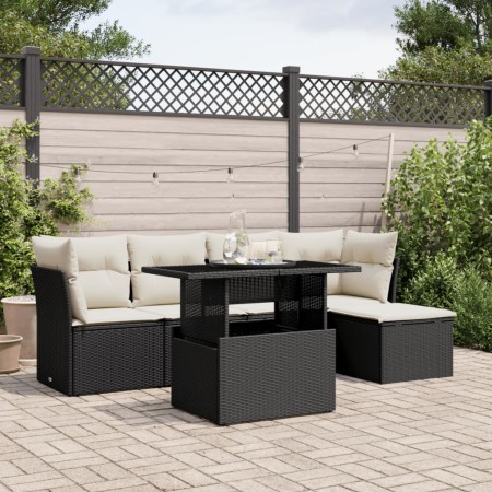 6-teilige Gartensofagarnitur und schwarze synthetische Rattankissen von vidaXL, Gartensets - Ref: Foro24-3266546, Preis: 427,...