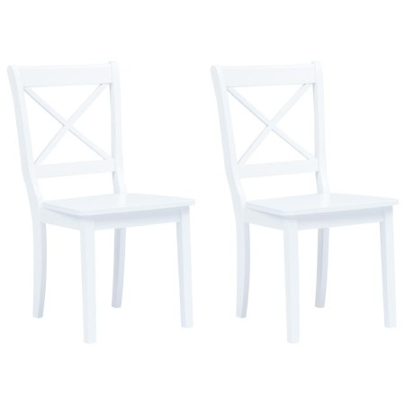 Sillas de comedor 2 unidades madera maciza de caucho blanco de vidaXL, Sillas de comedor - Ref: Foro24-247356, Precio: 135,42...