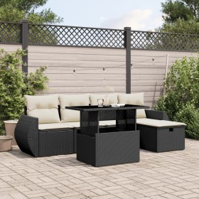 6-teilige Gartensofagarnitur und schwarze synthetische Rattankissen von vidaXL, Gartensets - Ref: Foro24-3275126, Preis: 464,...