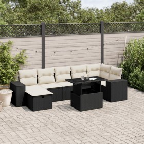 8-teiliges Gartensofa-Set und schwarze synthetische Rattankissen von vidaXL, Gartensets - Ref: Foro24-3275306, Preis: 602,48 ...