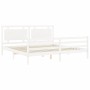 Double bed frame with white solid wood headboard by vidaXL, Beds and slatted bases - Ref: Foro24-3194067, Price: 183,57 €, Di...