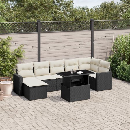 8-teiliges Gartensofa-Set und schwarze synthetische Rattankissen von vidaXL, Gartensets - Ref: Foro24-3267426, Preis: 587,59 ...