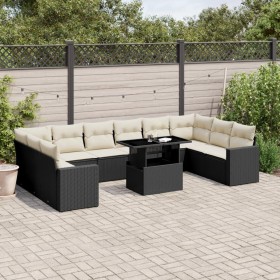 11-teilige Gartensofagarnitur und schwarze synthetische Rattankissen von vidaXL, Gartensets - Ref: Foro24-3267516, Preis: 799...