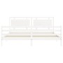 Double bed frame with white solid wood headboard by vidaXL, Beds and slatted bases - Ref: Foro24-3194067, Price: 183,57 €, Di...