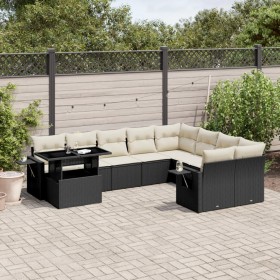 Gartensofa-Set 10-teilig mit schwarzen synthetischen Rattankissen von vidaXL, Gartensets - Ref: Foro24-3268136, Preis: 704,05...