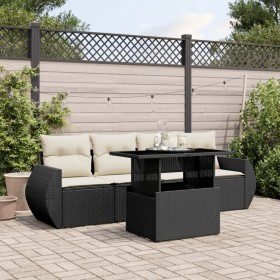 5-teiliges Gartenmöbel-Set und schwarze synthetische Rattankissen von vidaXL, Gartensets - Ref: Foro24-3268356, Preis: 387,99...