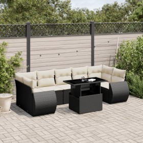 8-teiliges Gartensofa-Set und schwarze synthetische Rattankissen von vidaXL, Gartensets - Ref: Foro24-3268406, Preis: 640,24 ...