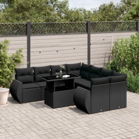 8-teiliges Gartensofa-Set und schwarze synthetische Rattankissen von vidaXL, Gartensets - Ref: Foro24-3268425, Preis: 663,13 ...