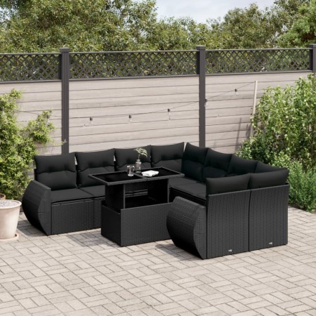 8-teiliges Gartensofa-Set und schwarze synthetische Rattankissen von vidaXL, Gartensets - Ref: Foro24-3268425, Preis: 653,56 ...