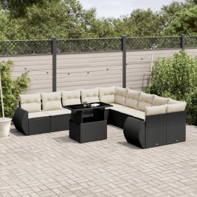 11-teilige Gartensofagarnitur und schwarze synthetische Rattankissen von vidaXL, Gartensets - Ref: Foro24-3268796, Preis: 798...