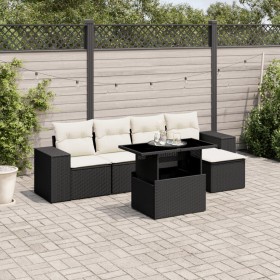 6-teilige Gartensofagarnitur und schwarze synthetische Rattankissen von vidaXL, Gartensets - Ref: Foro24-3269126, Preis: 428,...