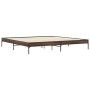 Estructura cama madera ingeniería metal marrón roble 200x200 cm de vidaXL, Camas y somieres - Ref: Foro24-845000, Precio: 117...