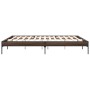 Oak brown metal engineered wood bed frame 200x200 cm by vidaXL, Beds and slatted bases - Ref: Foro24-845000, Price: 117,99 €,...