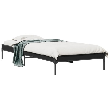 Estructura de cama madera de ingeniería y metal negra 75x190 cm de vidaXL, Camas y somieres - Ref: Foro24-845056, Precio: 71,...