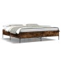 Estructura cama madera ingeniería metal roble ahumado 180x200cm de vidaXL, Camas y somieres - Ref: Foro24-3279784, Precio: 14...