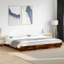 Bed frame with LED lights smoked oak wood 200x200 cm by vidaXL, Beds and slatted bases - Ref: Foro24-3281074, Price: 220,16 €...