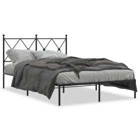 Bed frame with black metal headboard 120x190 cm by vidaXL, Beds and slatted bases - Ref: Foro24-376499, Price: 103,99 €, Disc...