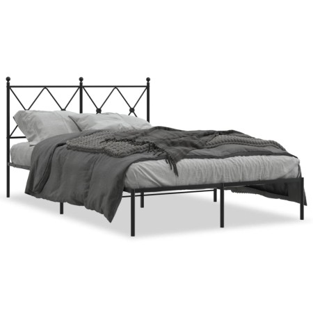 Estructura de cama con cabecero metal negro 120x190 cm de vidaXL, Camas y somieres - Ref: Foro24-376499, Precio: 103,59 €, De...