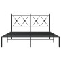 Bed frame with black metal headboard 135x190 cm by vidaXL, Beds and slatted bases - Ref: Foro24-376501, Price: 107,18 €, Disc...