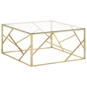 Golden stainless steel and tempered glass coffee table by vidaXL, Coffee table - Ref: Foro24-349954, Price: 245,99 €, Discoun...