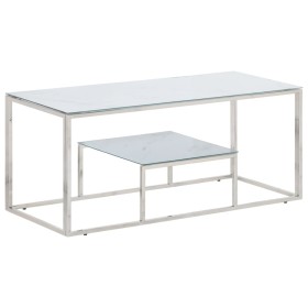 Silberner Couchtisch aus Edelstahl und gehärtetem Glas von vidaXL, Couchtisch - Ref: Foro24-350019, Preis: 135,99 €, Rabatt: %