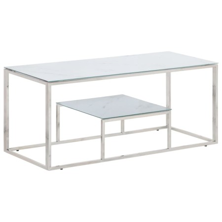 Silberner Couchtisch aus Edelstahl und gehärtetem Glas von vidaXL, Couchtisch - Ref: Foro24-350019, Preis: 135,28 €, Rabatt: %