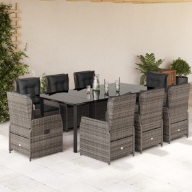 Set comedor jardín 9 pzas y cojines ratán sintético gris de vidaXL, Conjuntos de jardín - Ref: Foro24-3262867, Precio: 1,00 €...