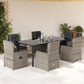 Set comedor jardín 7 pzas y cojines ratán sintético gris claro de vidaXL, Conjuntos de jardín - Ref: Foro24-3262908, Precio: ...