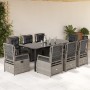 Set comedor de jardín 9 pzas cojines ratán sintético gris claro de vidaXL, Conjuntos de jardín - Ref: Foro24-3263040, Precio:...